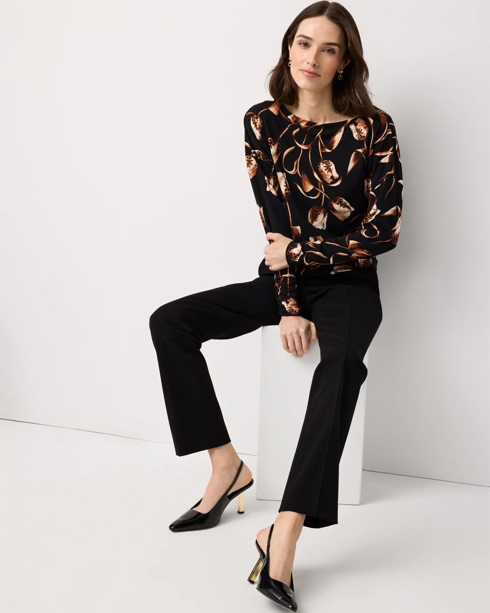 Boat Neck Long Sleeve Top | White House Black Market